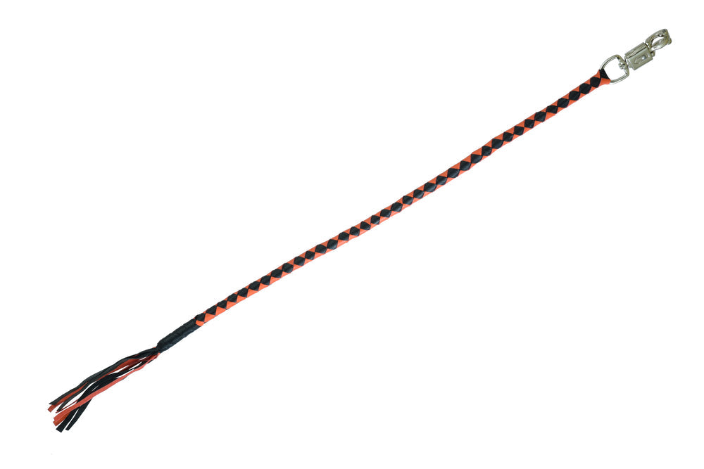 GBW202 Leather Biker Whip-Orange/Black-Get Back Whips-Daniel Smart Mfg - Retail