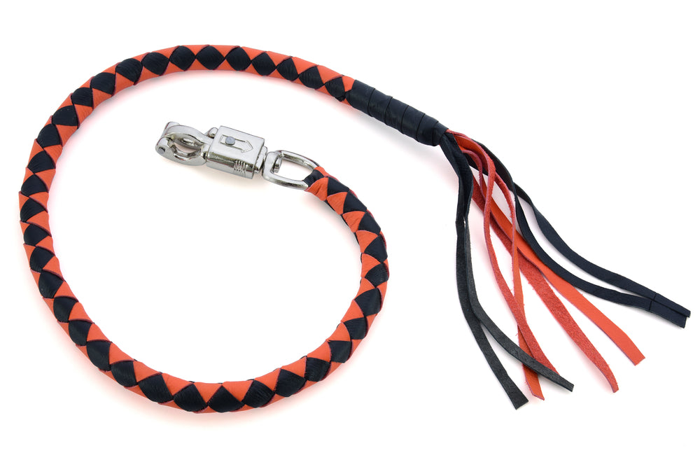 GBW202 Leather Biker Whip-Orange/Black-Get Back Whips-Daniel Smart Mfg - Retail