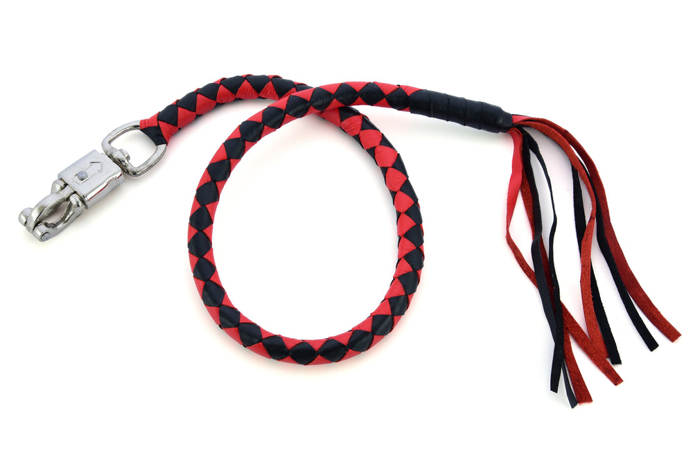 GBW203 Leather Biker Whip-Red/Black-Get Back Whips-Daniel Smart Mfg - Retail