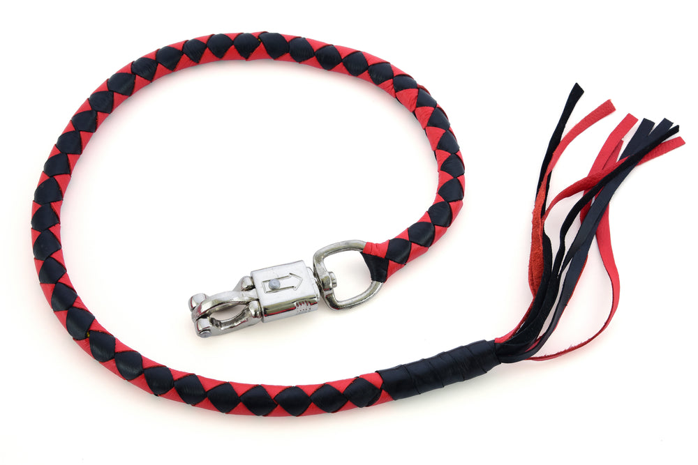 GBW203 Leather Biker Whip-Red/Black-Get Back Whips-Daniel Smart Mfg - Retail