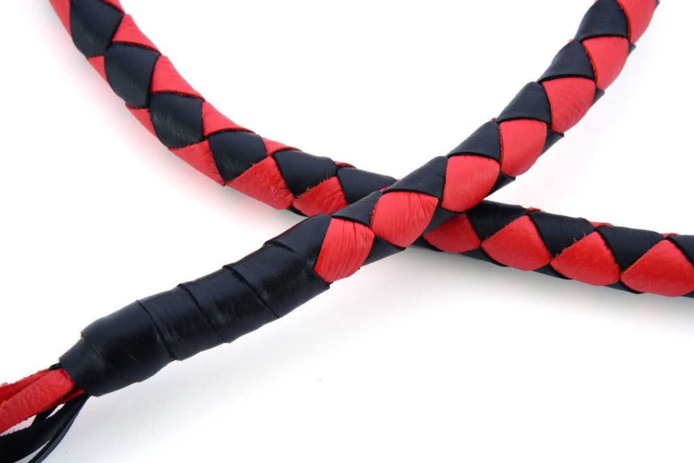 GBW203 Leather Biker Whip-Red/Black-Get Back Whips-Daniel Smart Mfg - Retail