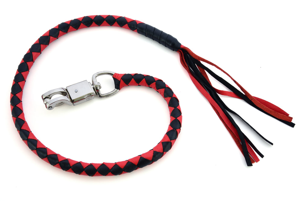 GBW203 Leather Biker Whip-Red/Black-Get Back Whips-Daniel Smart Mfg - Retail