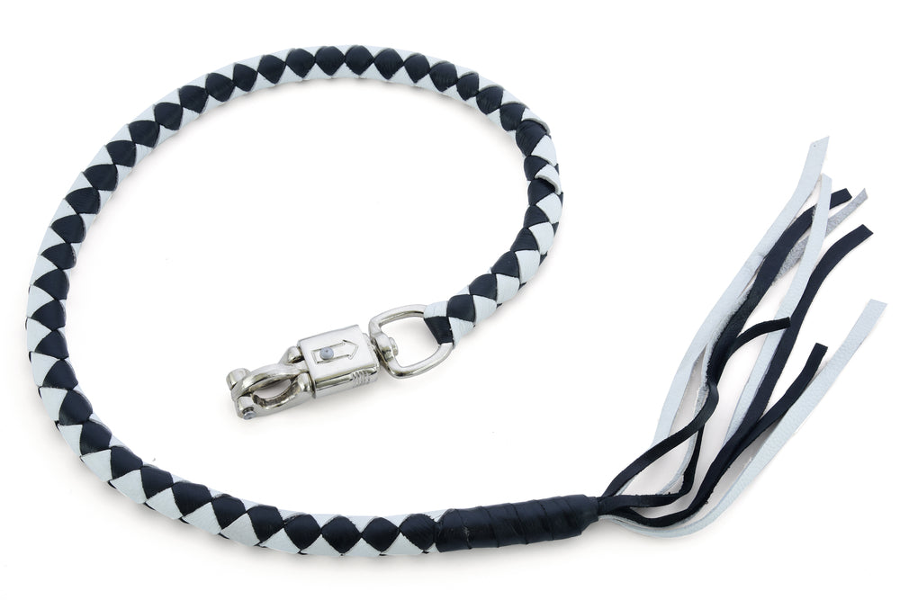 GBW204 Leather Biker Whip-White/Black-Get Back Whips-Daniel Smart Mfg - Retail