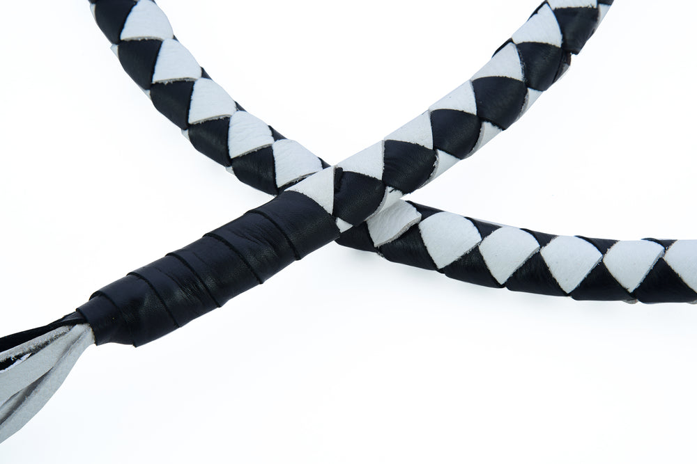 GBW204 Leather Biker Whip-White/Black-Get Back Whips-Daniel Smart Mfg - Retail