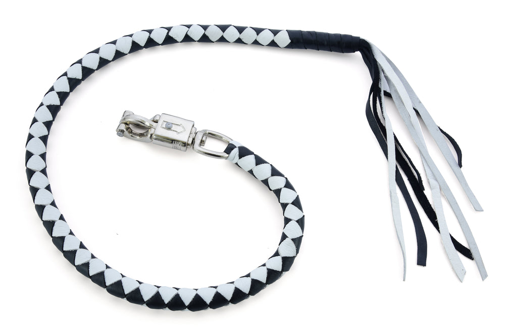GBW204 Leather Biker Whip-White/Black-Get Back Whips-Daniel Smart Mfg - Retail