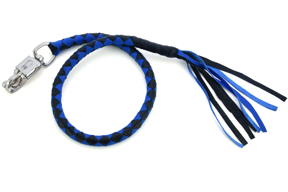 GBW205 Leather Biker Whip-Blue/Black-Get Back Whips-Daniel Smart Mfg - Retail