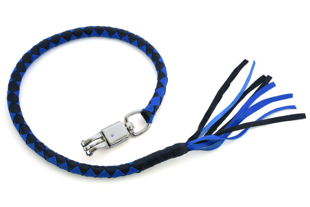 GBW205 Leather Biker Whip-Blue/Black-Get Back Whips-Daniel Smart Mfg - Retail