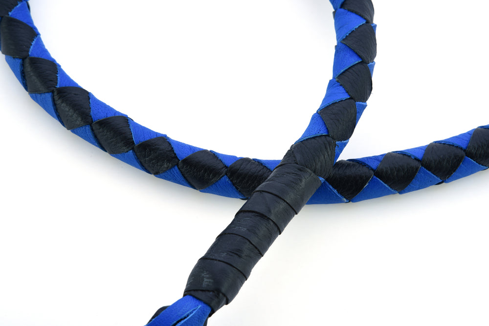 GBW205 Leather Biker Whip-Blue/Black-Get Back Whips-Daniel Smart Mfg - Retail