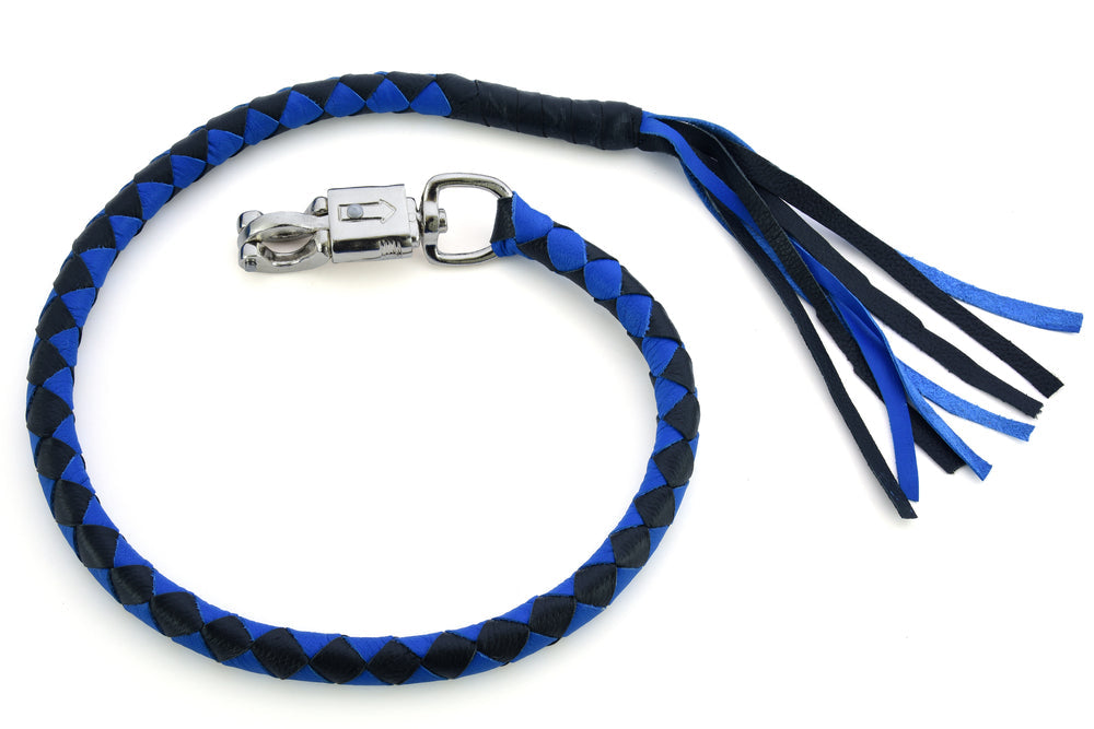 GBW205 Leather Biker Whip-Blue/Black-Get Back Whips-Daniel Smart Mfg - Retail