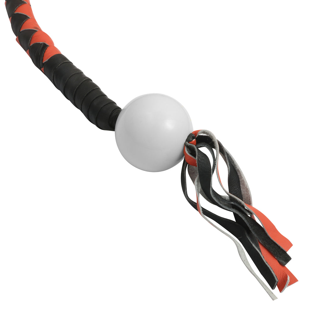 GBW209B Leather Biker Whip-Orange/Black W / White Pool Ball-Get Back Whips-Daniel Smart Mfg - Retail