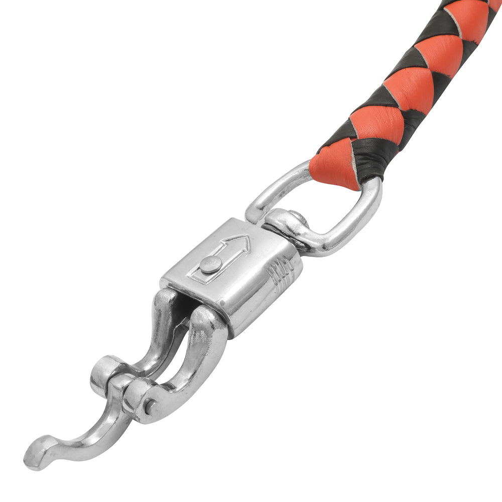 GBW209B Leather Biker Whip-Orange/Black W / White Pool Ball-Get Back Whips-Daniel Smart Mfg - Retail