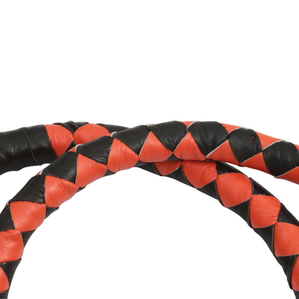 GBW209B Leather Biker Whip-Orange/Black W / White Pool Ball-Get Back Whips-Daniel Smart Mfg - Retail