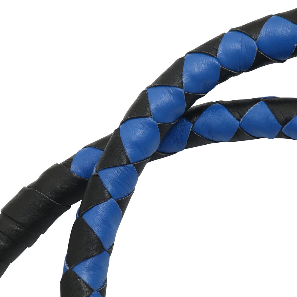 GBW210B Leather Biker Whip-Blue/Black W / Black Pool Ball-Get Back Whips-Daniel Smart Mfg - Retail