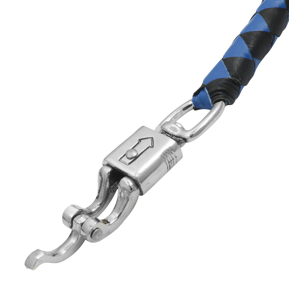 GBW210B Leather Biker Whip-Blue/Black W / Black Pool Ball-Get Back Whips-Daniel Smart Mfg - Retail
