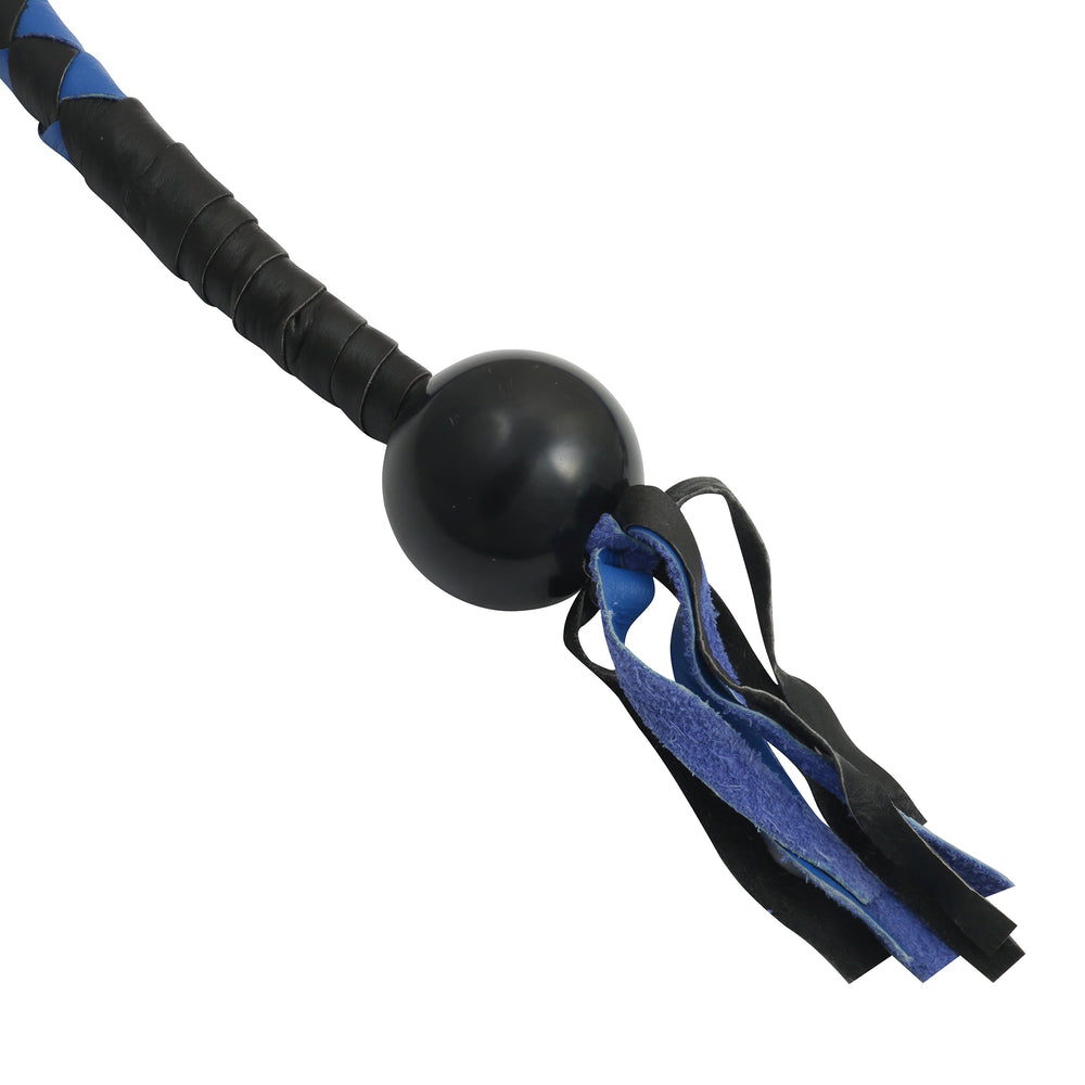 GBW210B Leather Biker Whip-Blue/Black W / Black Pool Ball-Get Back Whips-Daniel Smart Mfg - Retail