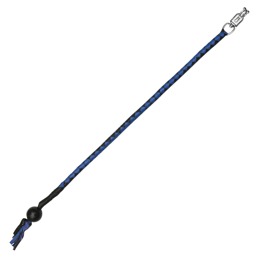GBW210B Leather Biker Whip-Blue/Black W / Black Pool Ball-Get Back Whips-Daniel Smart Mfg - Retail