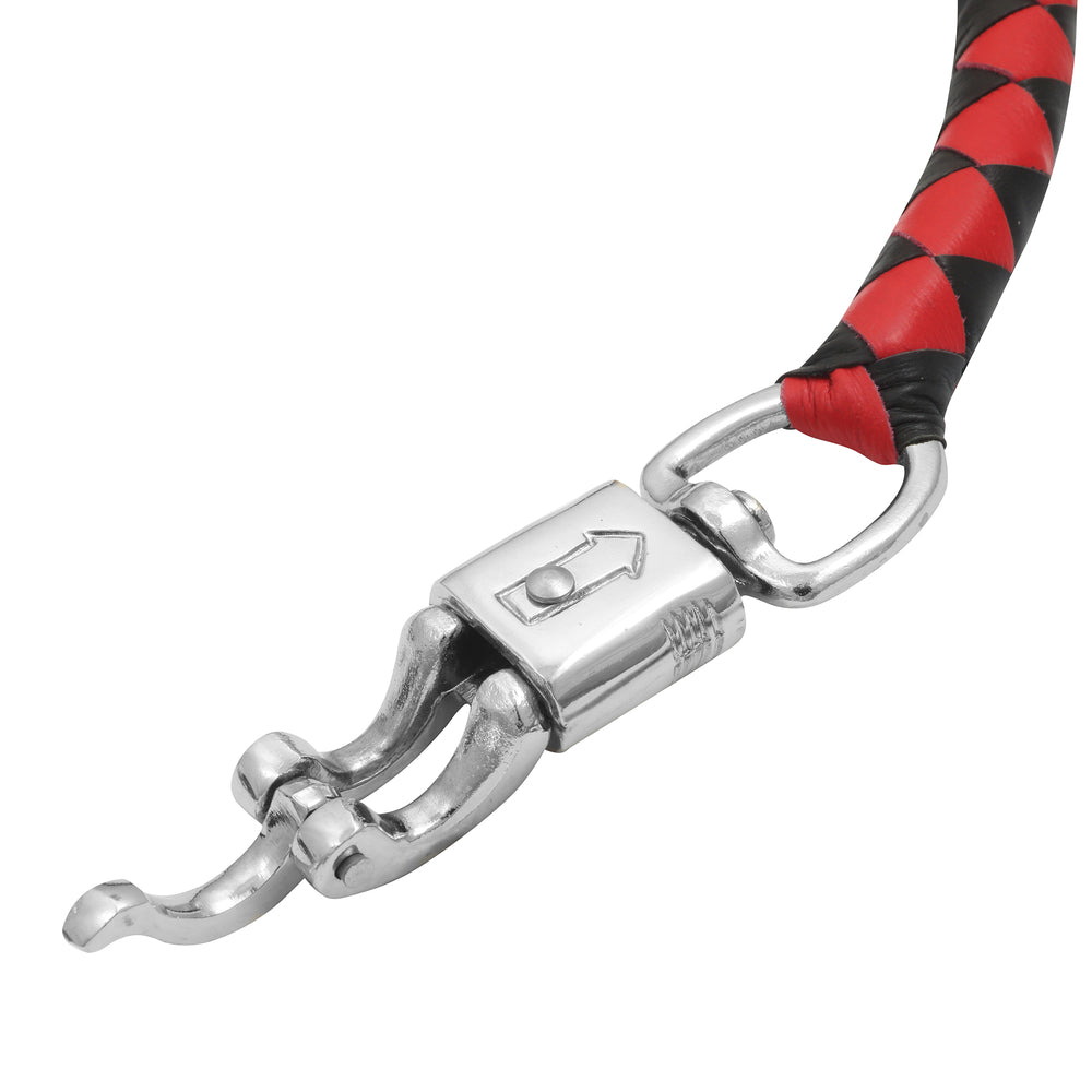GBW211B Leather Biker Whip-Red/Black W / White Pool Ball-Get Back Whips-Daniel Smart Mfg - Retail