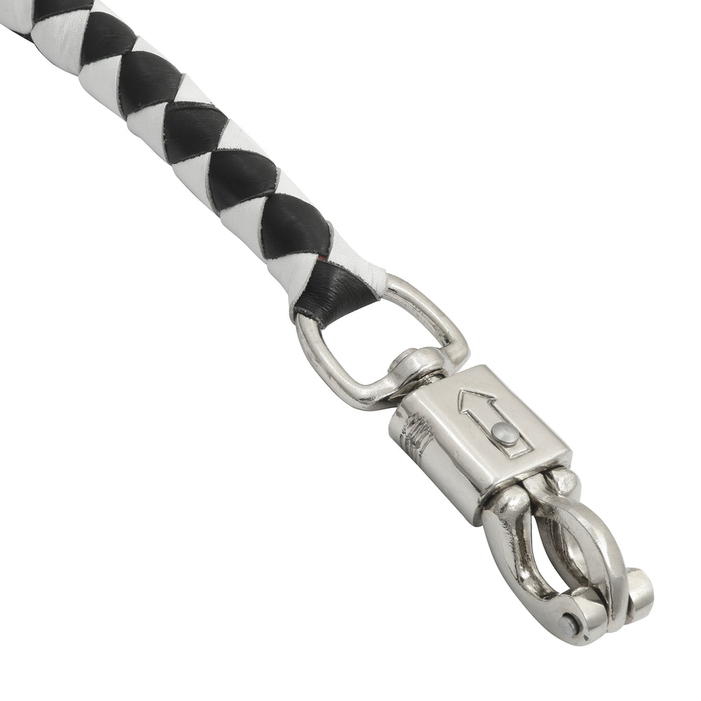 GBW212B Leather Biker Whip-White/black W / White Pool Ball-Get Back Whips-Daniel Smart Mfg - Retail