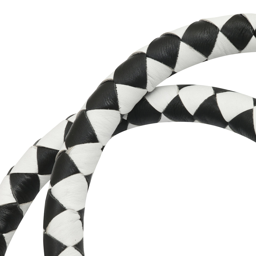 GBW212B Leather Biker Whip-White/black W / White Pool Ball-Get Back Whips-Daniel Smart Mfg - Retail