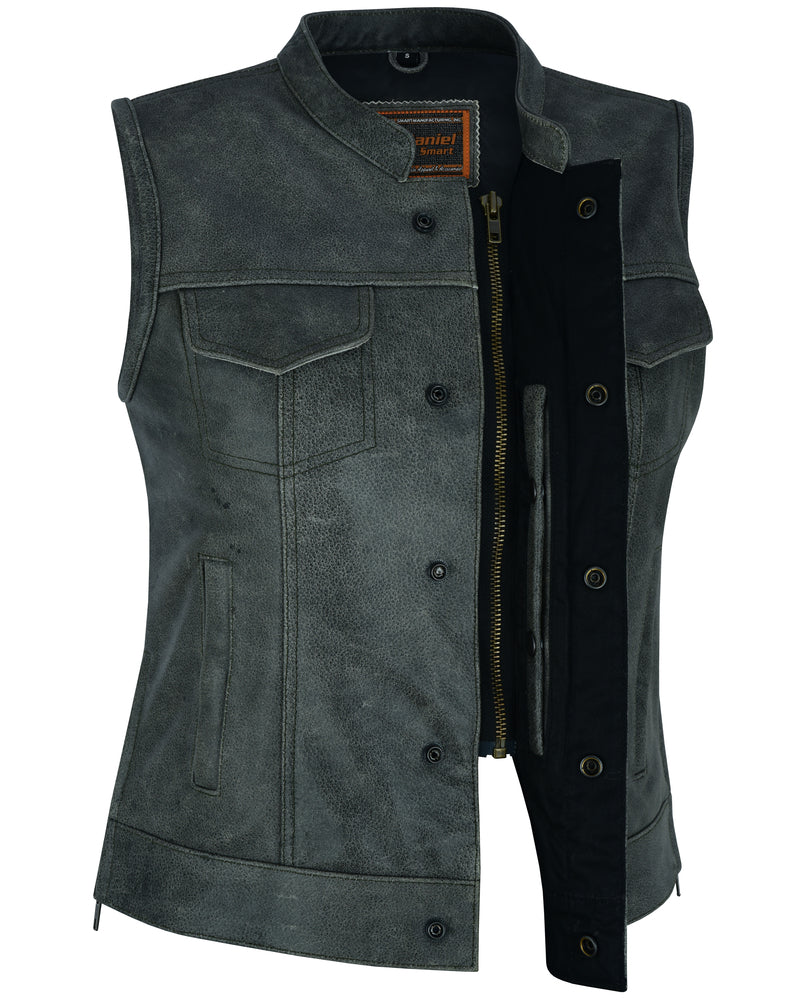Granite - Women's Leather Vest-Womens Leather Vests-Daniel Smart Mfg - Retail