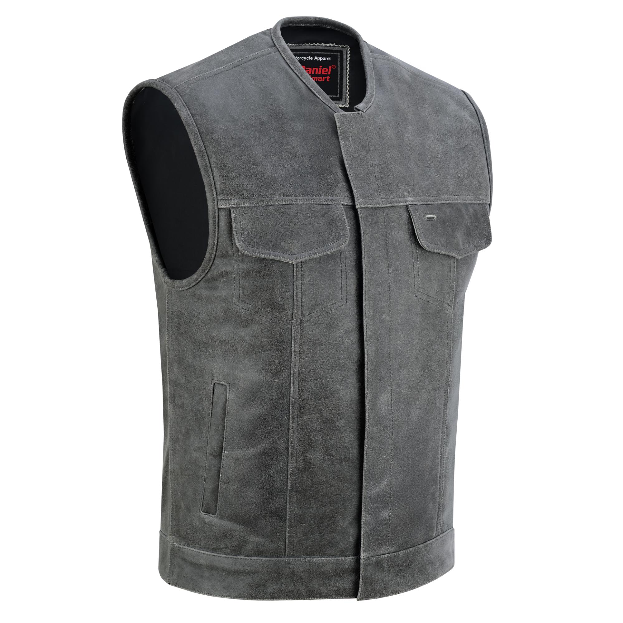 Gravon - Men's Motorcycle Leather Vest-Mens Leather Vests-Daniel Smart Mfg - Retail