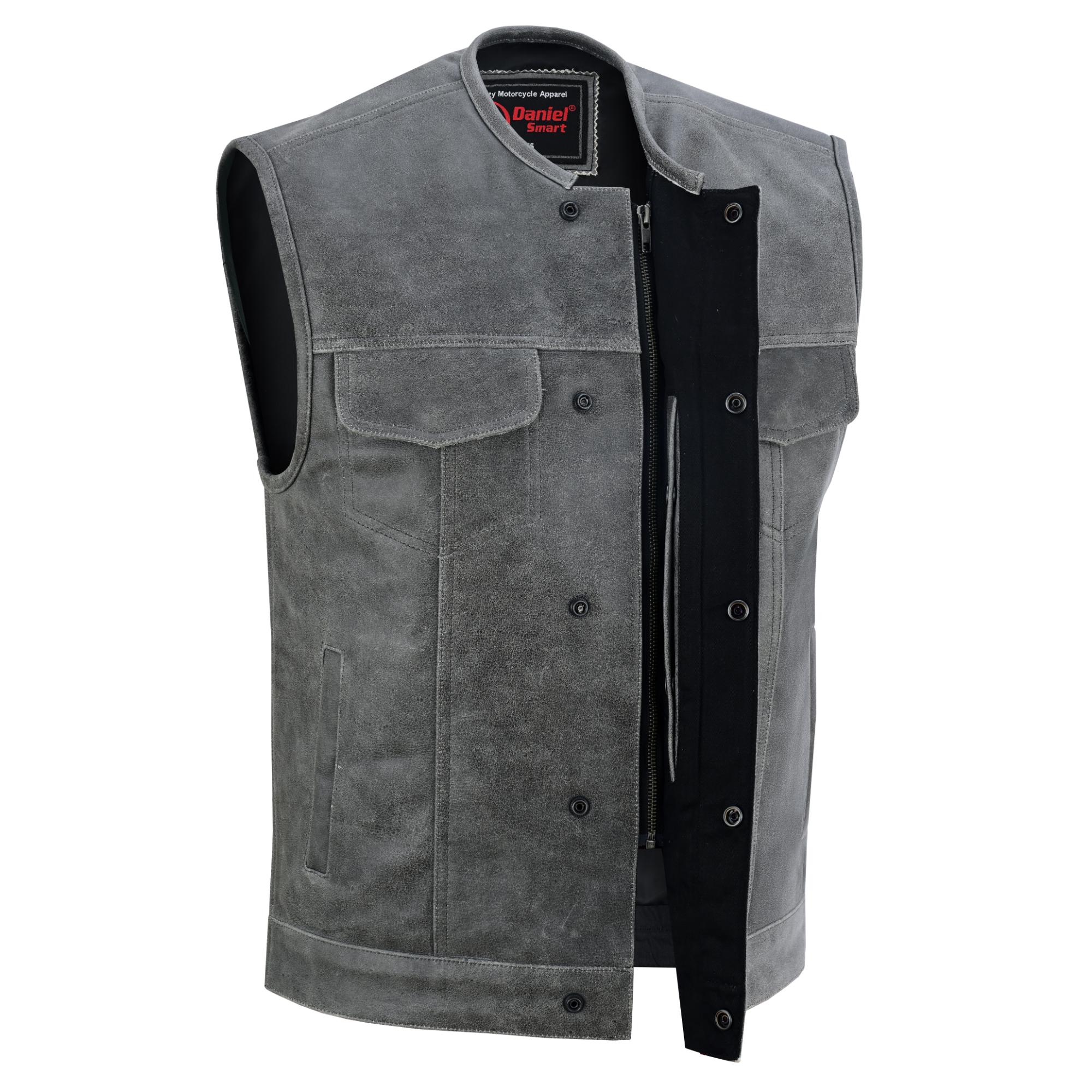 Gravon - Men's Motorcycle Leather Vest-Mens Leather Vests-Daniel Smart Mfg - Retail