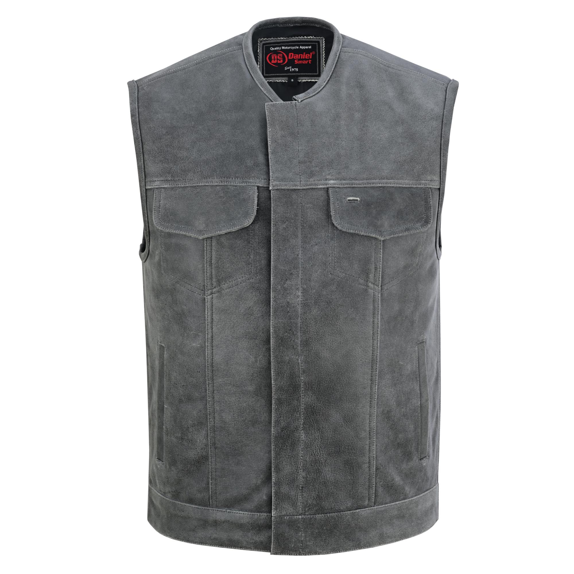 Gravon - Men's Motorcycle Leather Vest-Mens Leather Vests-Daniel Smart Mfg - Retail