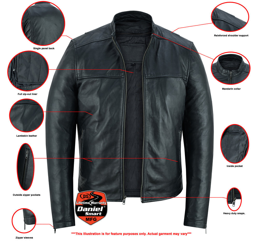 Gripster - Men's Leather Fashion Jacket-Mens Leather Motorcycle Jackets-Daniel Smart Mfg - Retail