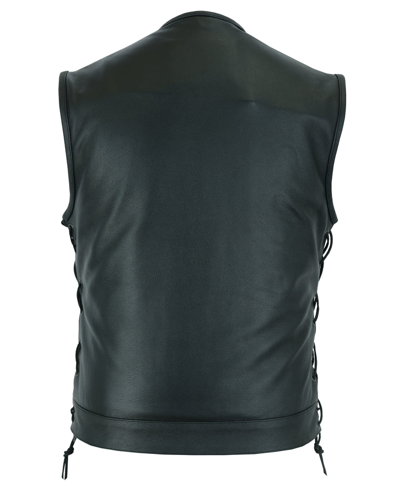 Hawk - Men's Motorcycle Leather Vest-Mens Leather Vests-Daniel Smart Mfg - Retail