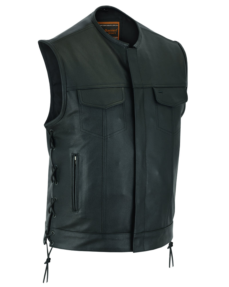 Hawk - Men's Motorcycle Leather Vest-Mens Leather Vests-Daniel Smart Mfg - Retail
