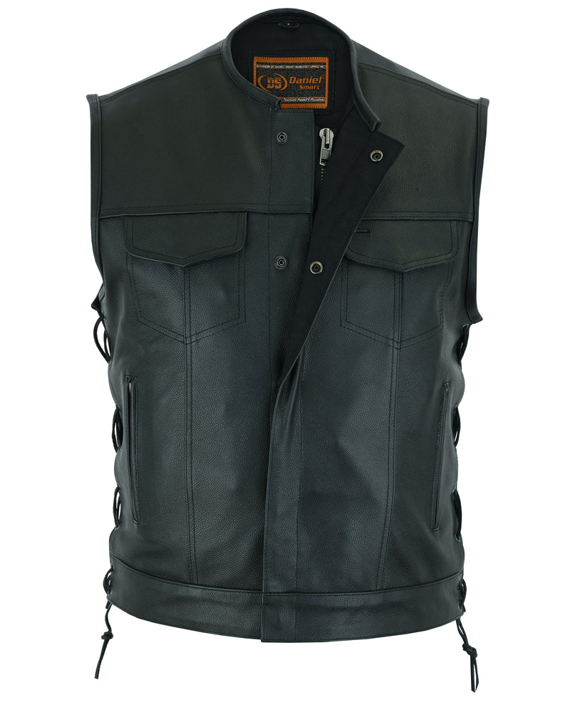 Hawk - Men's Motorcycle Leather Vest-Mens Leather Vests-Daniel Smart Mfg - Retail