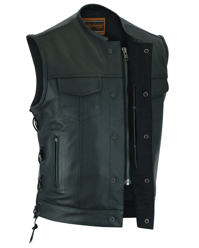 Hawk - Men's Motorcycle Leather Vest-Mens Leather Vests-Daniel Smart Mfg - Retail
