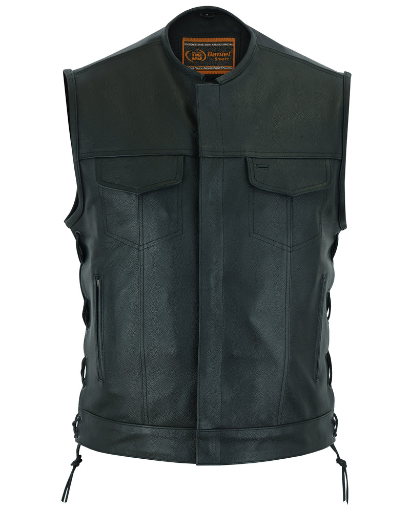 Hawk - Men's Motorcycle Leather Vest-Mens Leather Vests-Daniel Smart Mfg - Retail