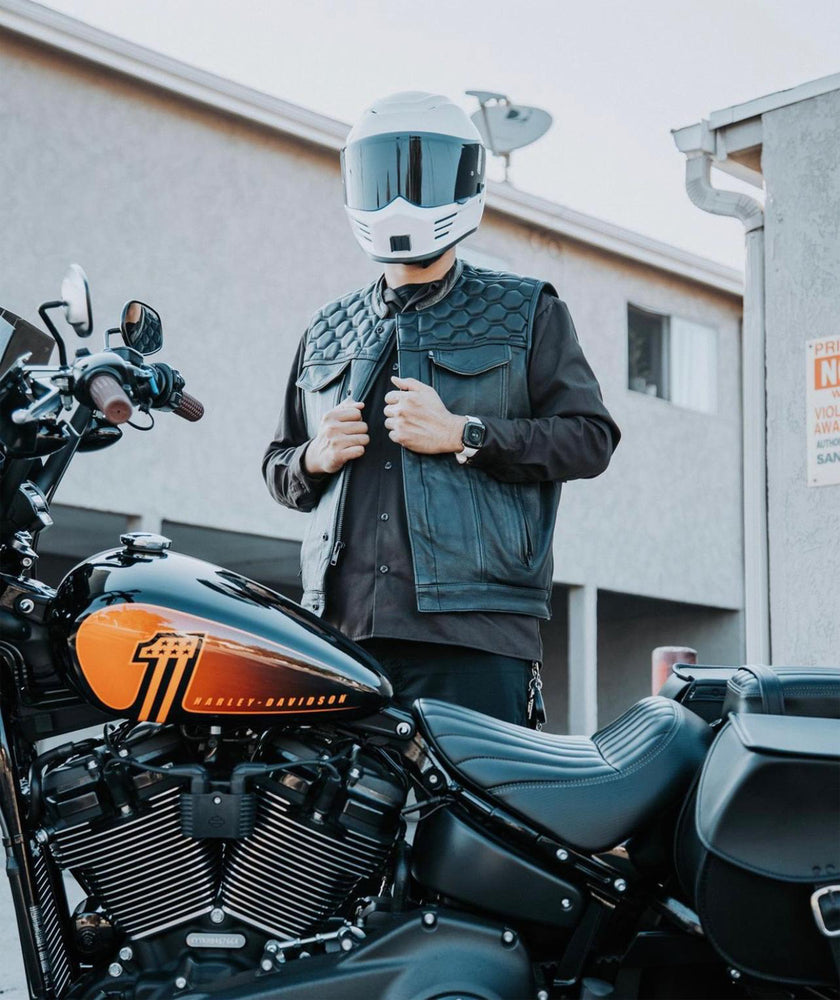 Hellion - Men's Motorcycle Leather Vest-Mens Leather Vests-Daniel Smart Mfg - Retail