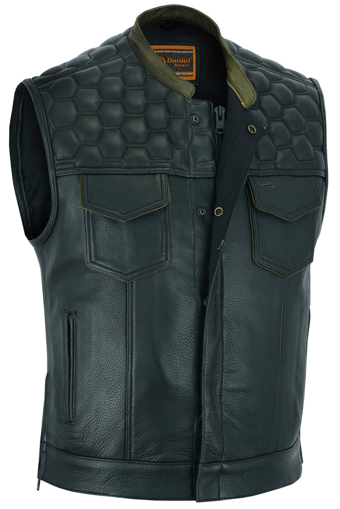 Hellion - Men's Motorcycle Leather Vest-Mens Leather Vests-Daniel Smart Mfg - Retail