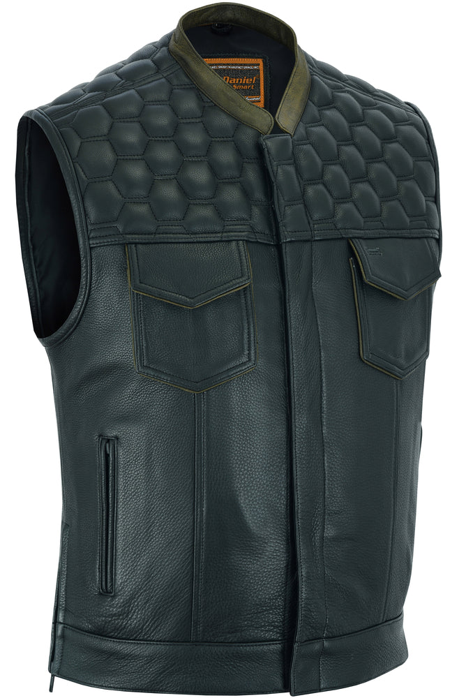 Hellion - Men's Motorcycle Leather Vest-Mens Leather Vests-Daniel Smart Mfg - Retail