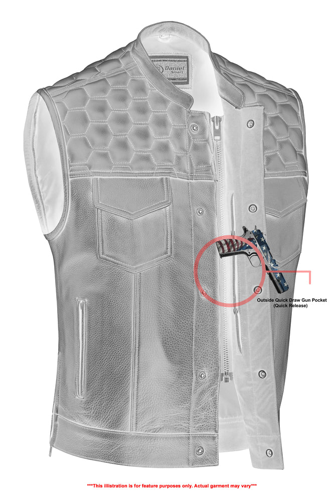 Hellion - Men's Motorcycle Leather Vest-Mens Leather Vests-Daniel Smart Mfg - Retail