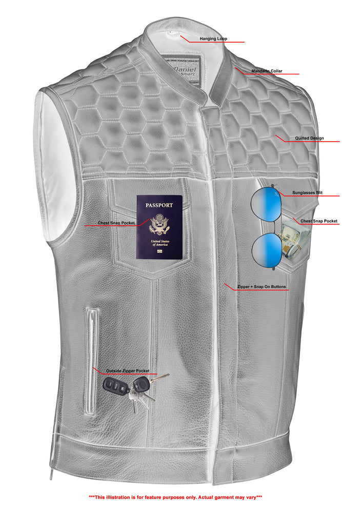 Hellion - Men's Motorcycle Leather Vest-Mens Leather Vests-Daniel Smart Mfg - Retail