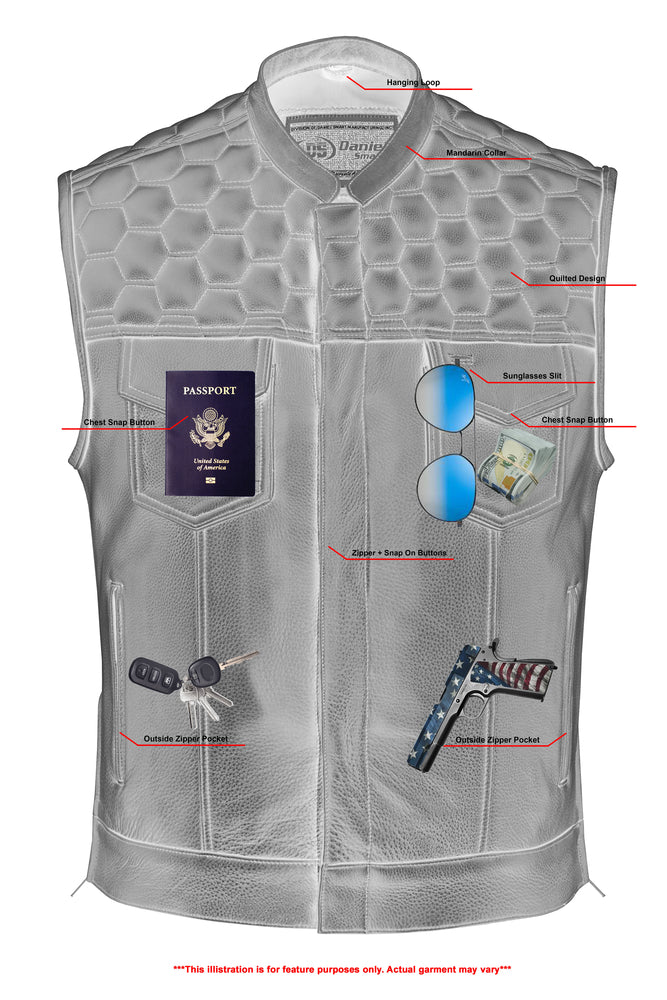 Hellion - Men's Motorcycle Leather Vest-Mens Leather Vests-Daniel Smart Mfg - Retail