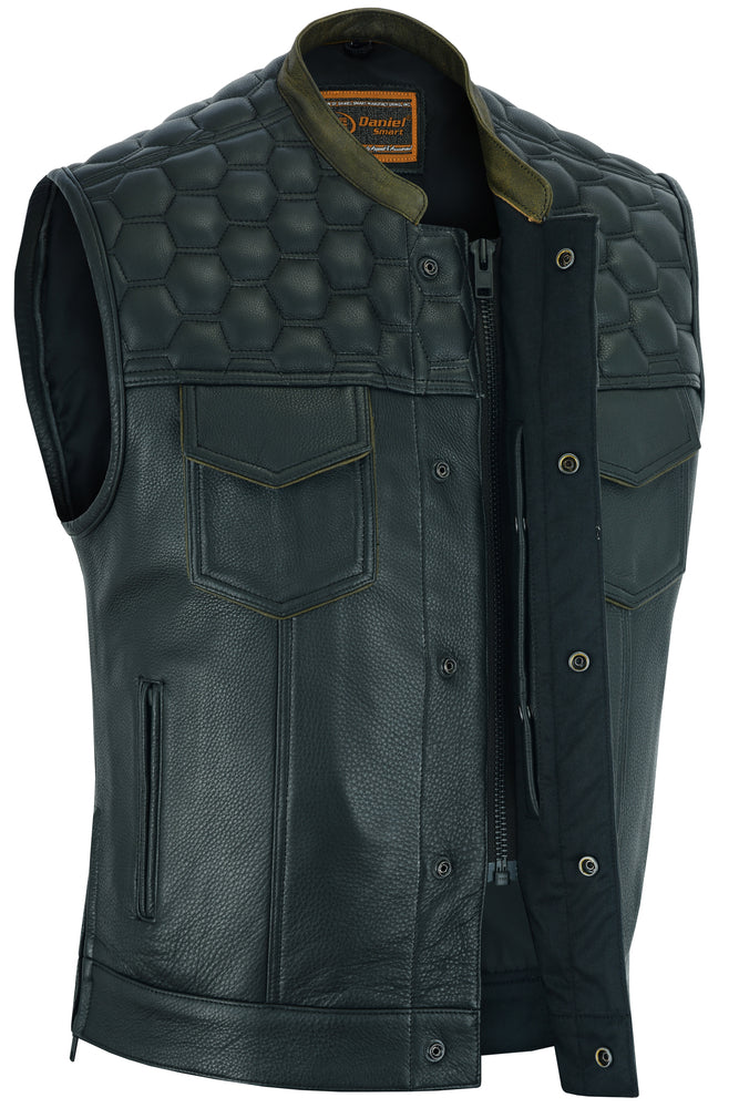 Hellion - Men's Motorcycle Leather Vest-Mens Leather Vests-Daniel Smart Mfg - Retail