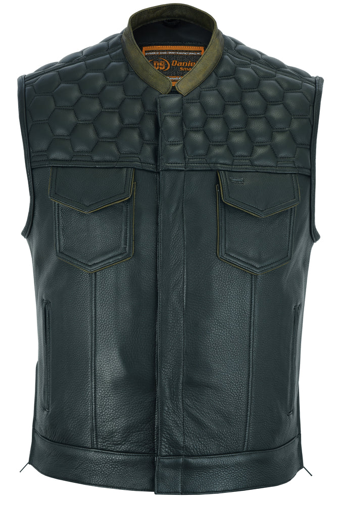 Hellion - Men's Motorcycle Leather Vest-Mens Leather Vests-Daniel Smart Mfg - Retail