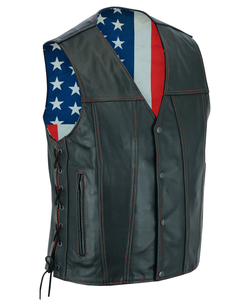 Honor - Men's Motorcycle Leather Vest-Mens Leather Vests-Daniel Smart Mfg - Retail