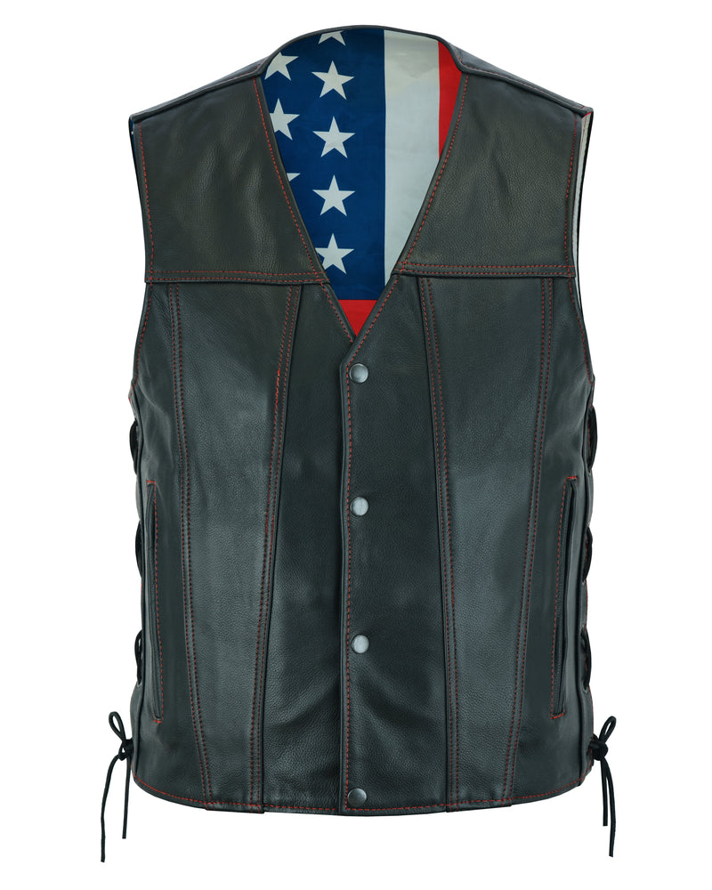 Honor - Men's Motorcycle Leather Vest-Mens Leather Vests-Daniel Smart Mfg - Retail