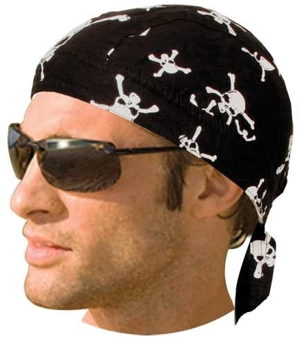 HW2610 Headwrap White Crossbones-Headwraps-Daniel Smart Mfg - Retail