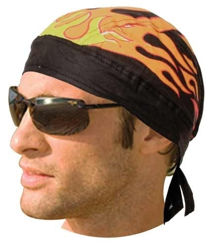 HW2674 Headwrap Black with Flames-Headwraps-Daniel Smart Mfg - Retail