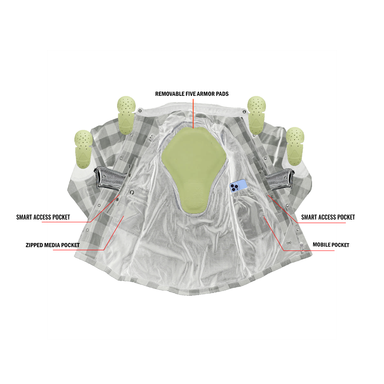 Gray Thread Men's Motorcycle Flannel Shirt