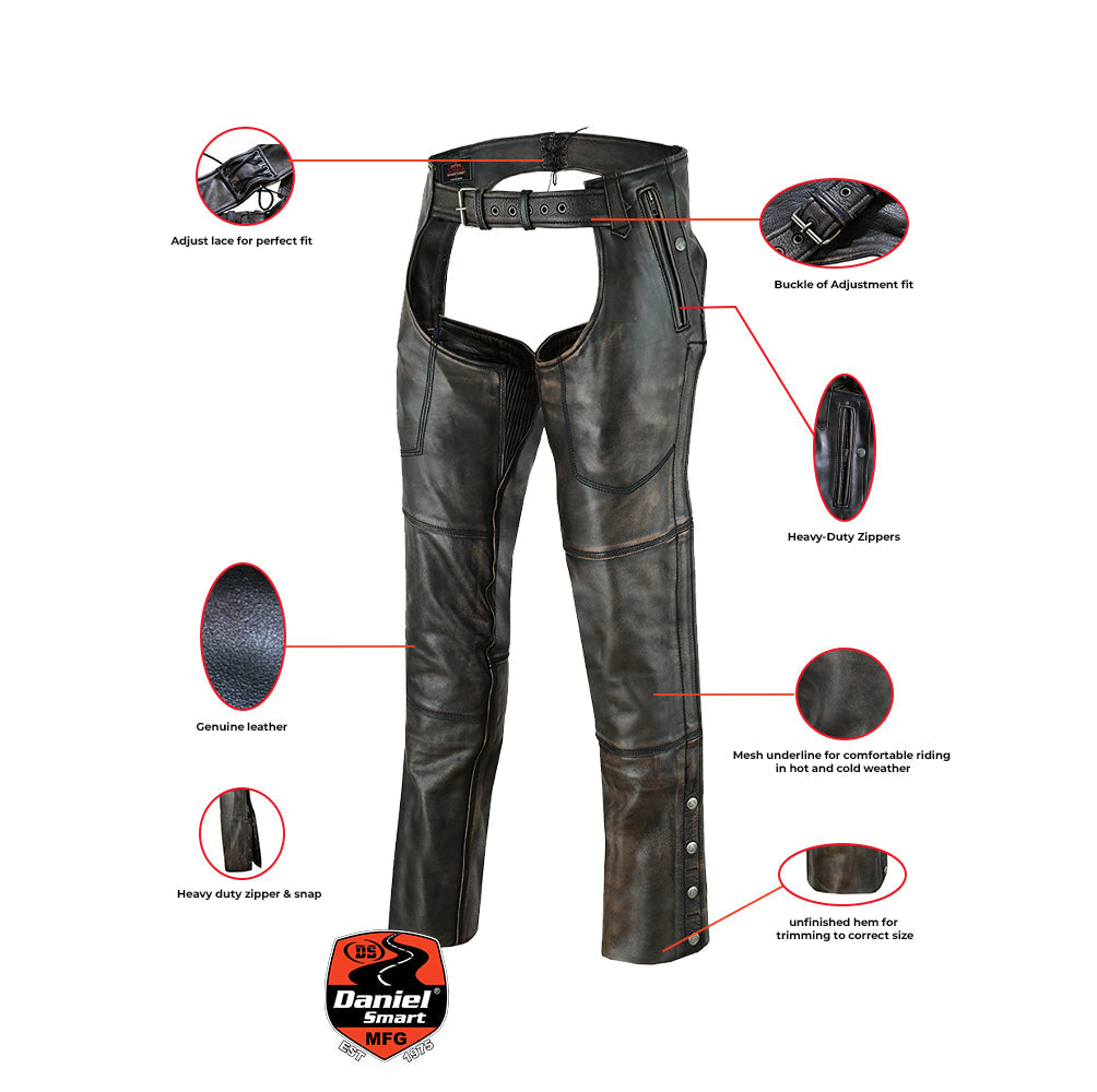 Iron Maverick - Unisex Motorcycle Leather Chaps-Unisex Chaps & Pants-Daniel Smart Mfg - Retail