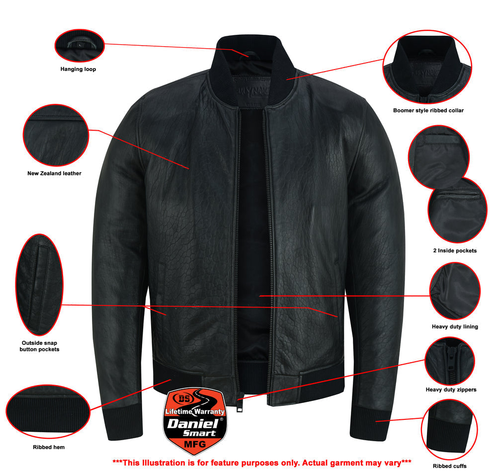 Lancer - Men's Leather Bomber Jacket-Mens Leather Motorcycle Jackets-Daniel Smart Mfg - Retail