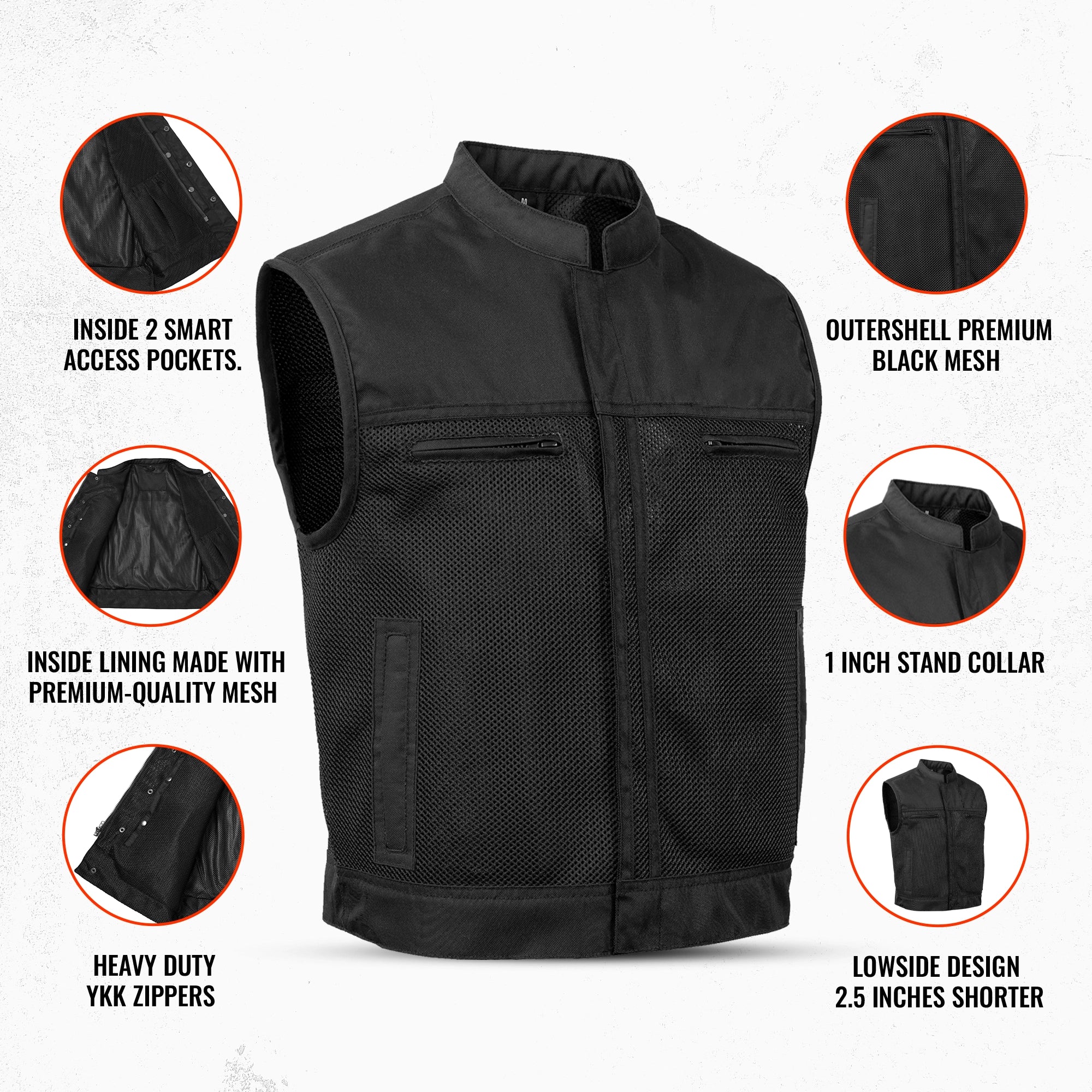 Lowside Summer Spark Men’s Motorcycle Mesh Vest-Men's Mesh Vest-Daniel Smart Mfg - Retail