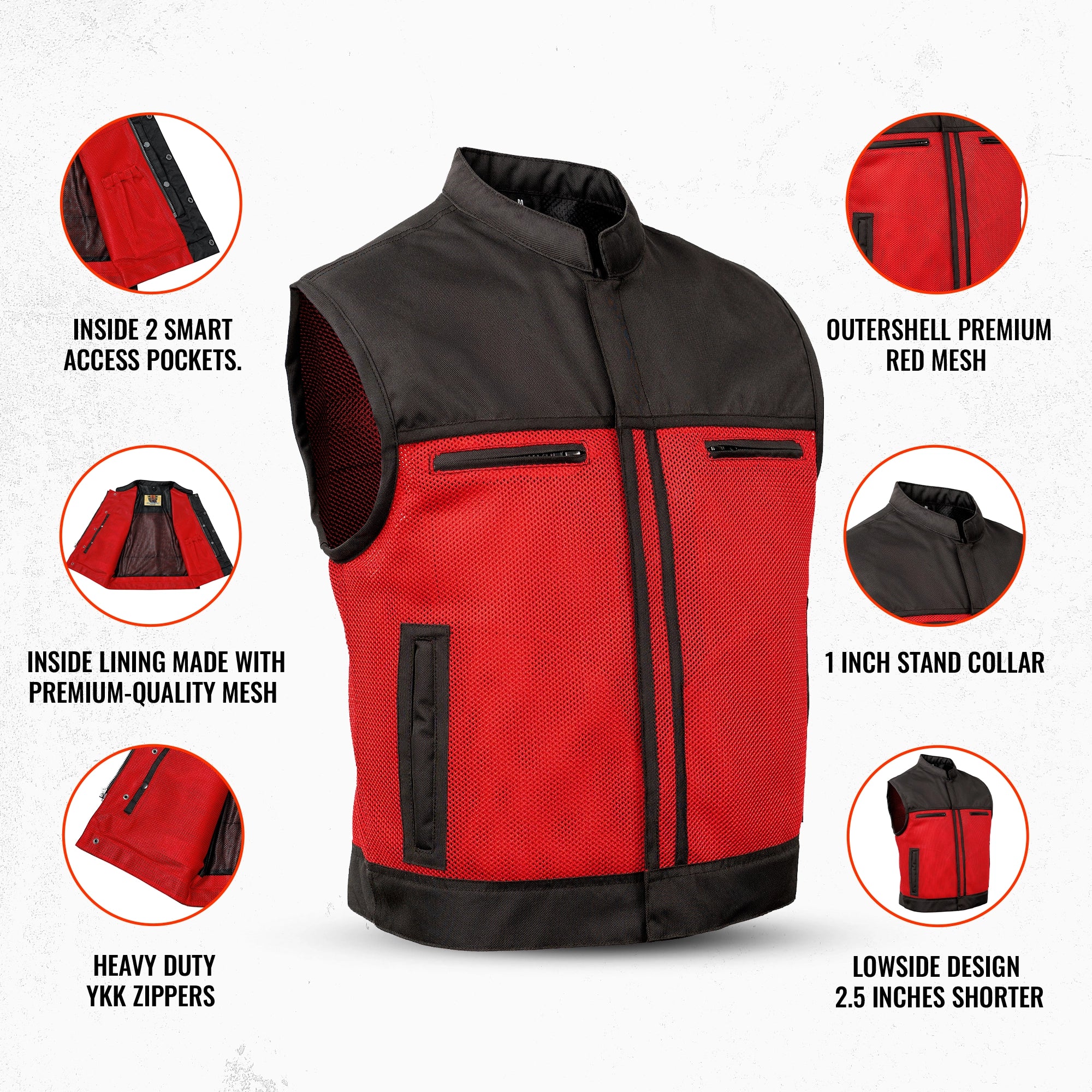 Lowside Summer Spark Men’s Motorcycle Mesh Vest-Men's Mesh Vest-Daniel Smart Mfg - Retail